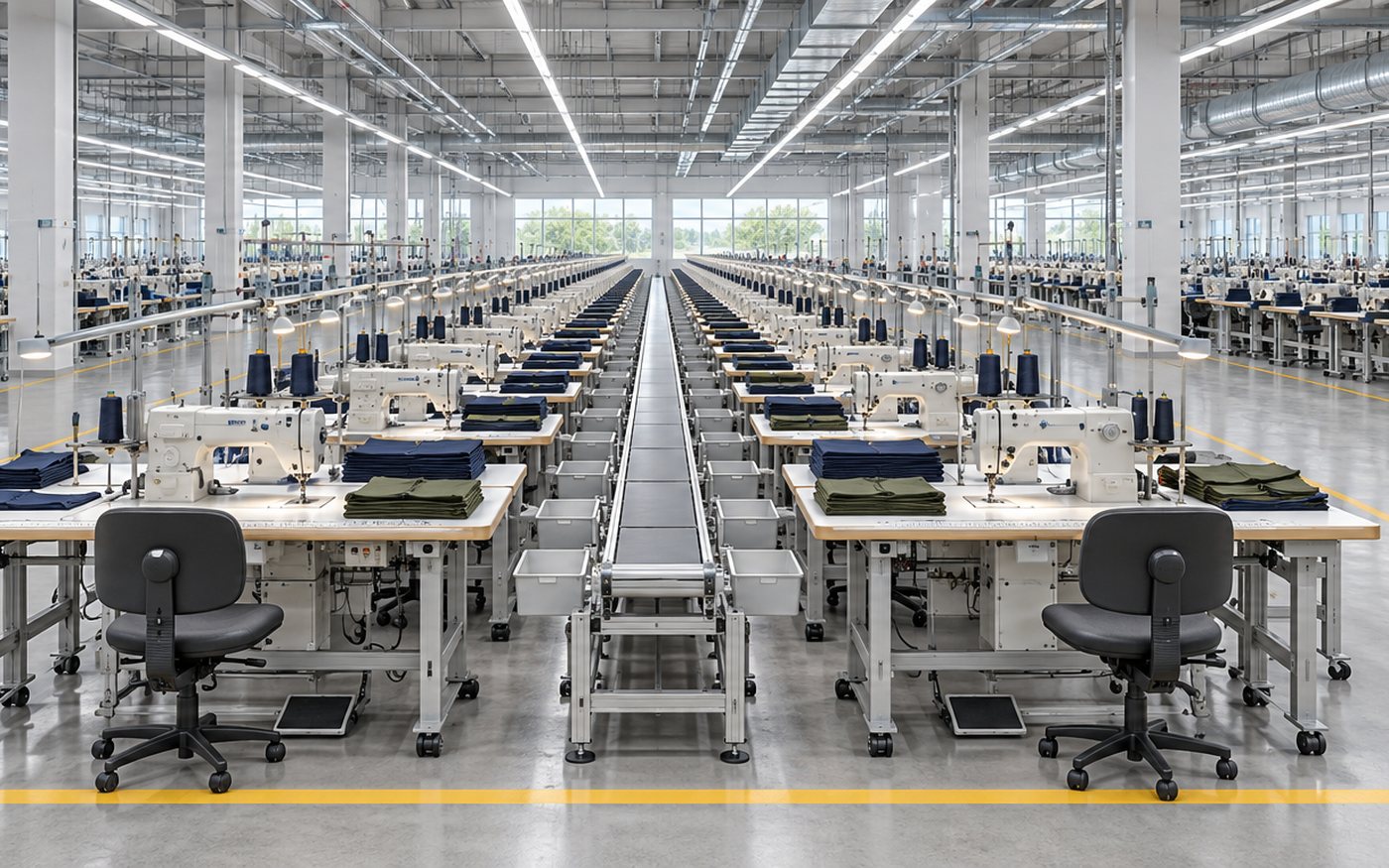 Sewing area of the new factory — architectural visualisation